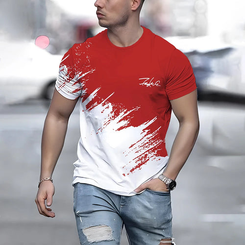 Summer Men's T Shirt Casual Round Neck Loose Tops Fashion Color