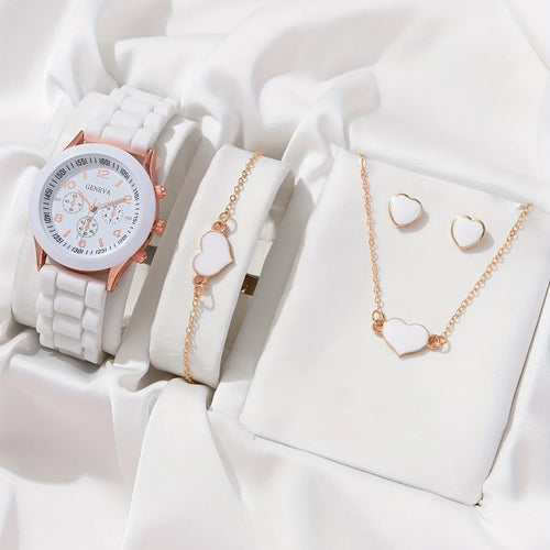 2PCS Set Luxury Watch Women Rhinestone Fashion Quartz Wristwatch