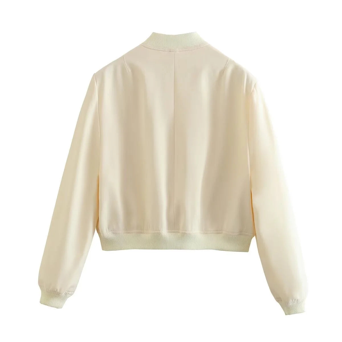 2024 Woman Bomber Jacket Coat White Autumn Winter Button Baseball