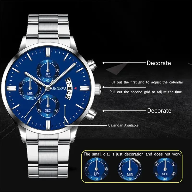 2023 Luxury Fashion Mens Watches Silver Stainless Steel Quartz Wrist