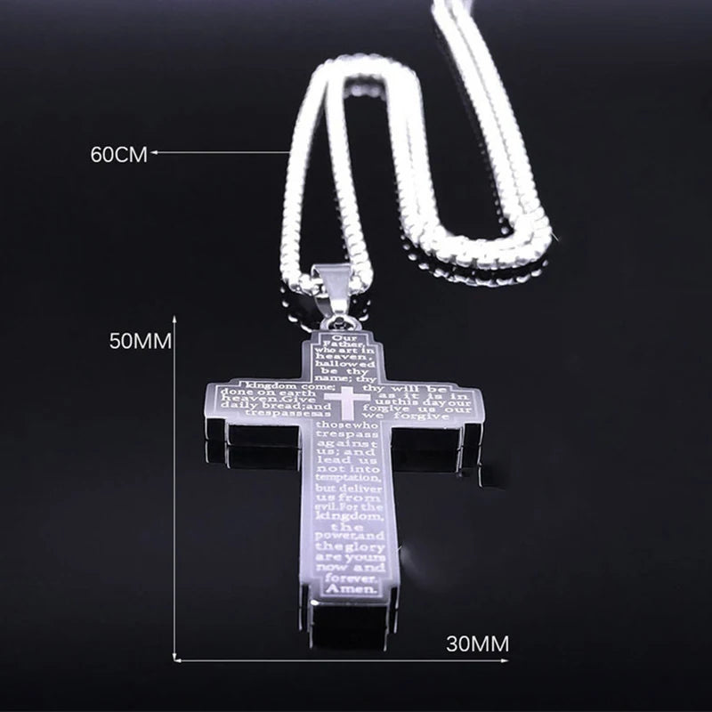 ZAKOL Trendy Cross Crucifix Bible Stainless Steel Necklaces For Women