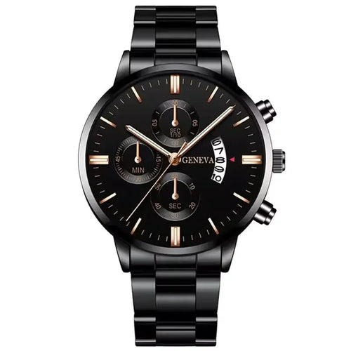 Fashion Men Stainless Steel Watch Luxury Calendar Quartz Wrist Watch