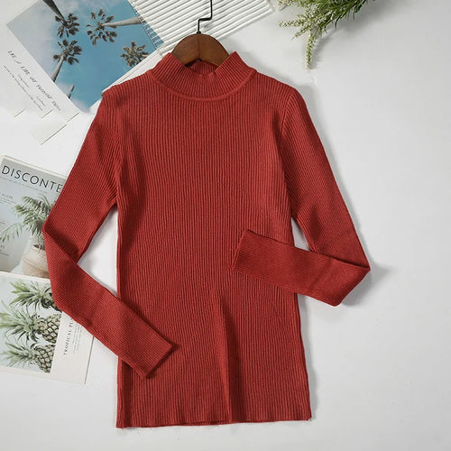 Women Turtleneck Sweater Knitted Soft Pullovers cashmere Jumpers Basic