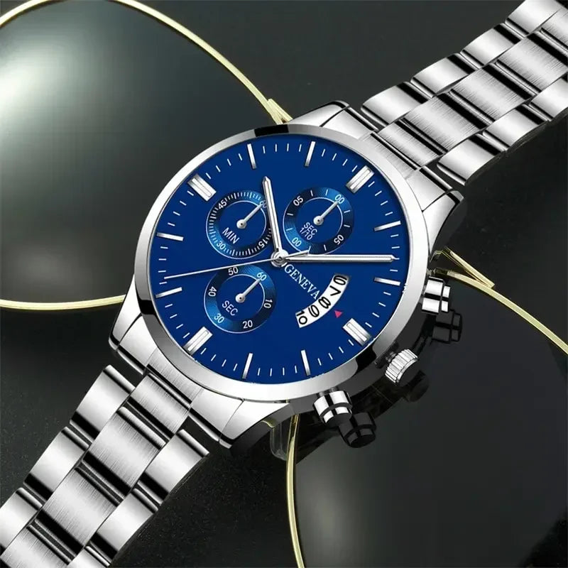 2023 Luxury Fashion Mens Watches Silver Stainless Steel Quartz Wrist