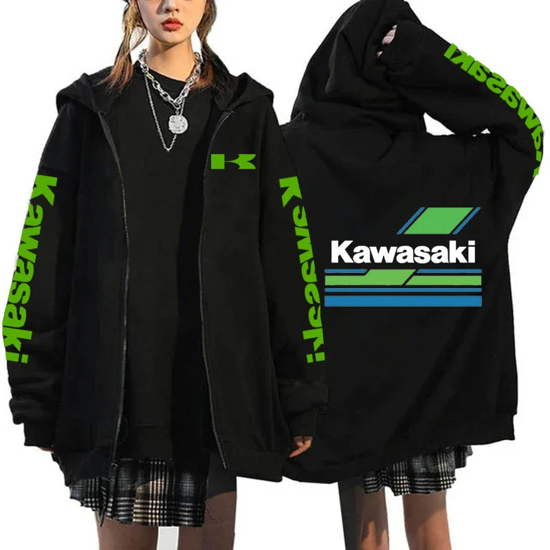 Kawasaki motorcycle Logo Men Zipper Hoodie 2024 Spring Autumn Y2K