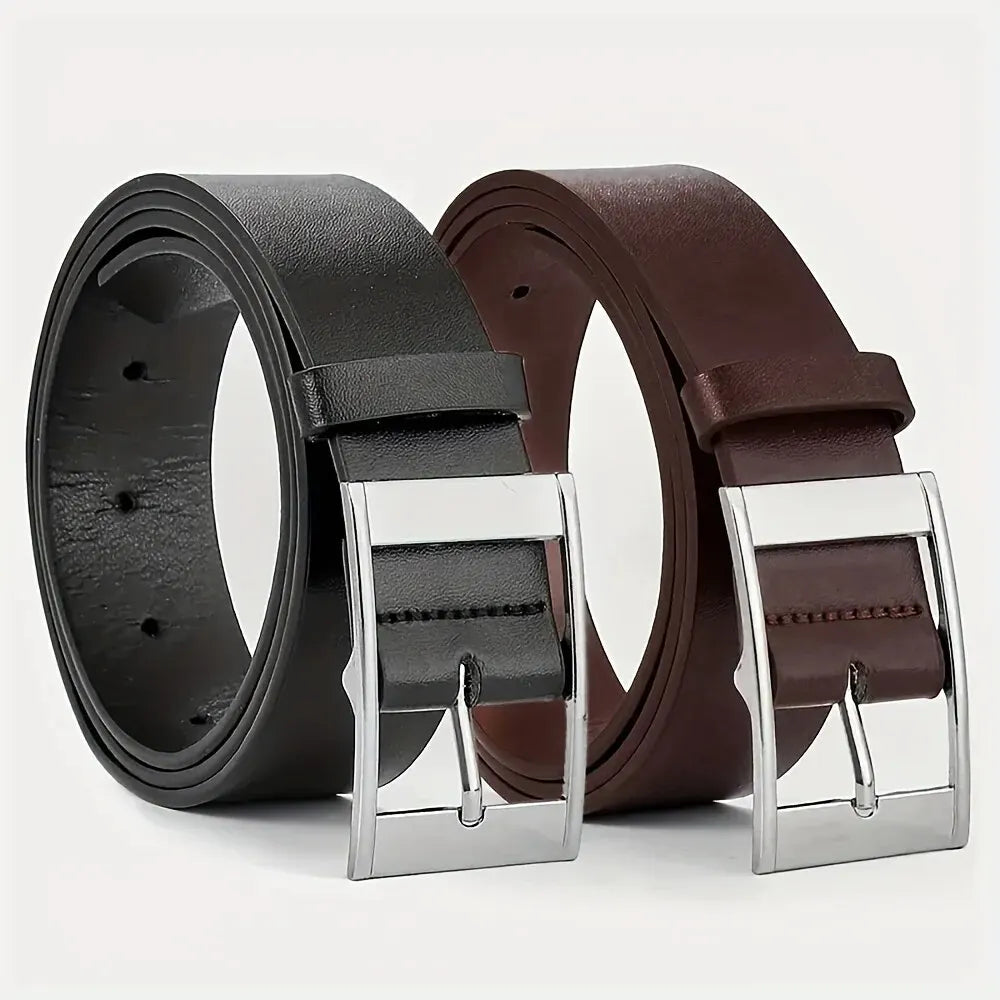 New Luxury Belt for Men PU Leather Belt Metal Pin Buckle High Quality