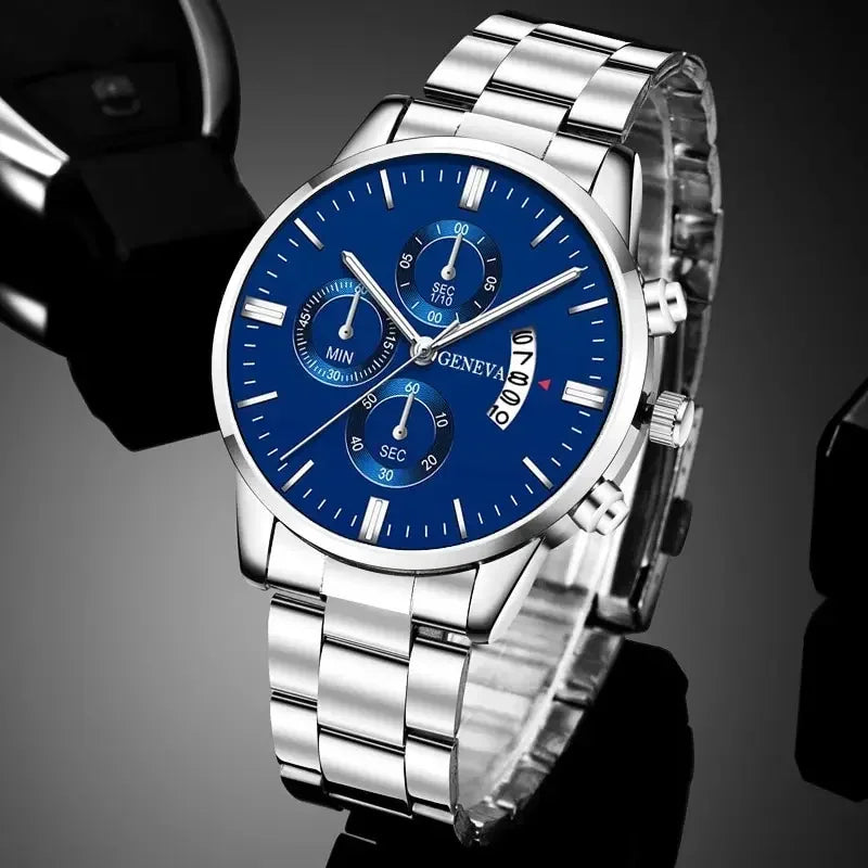 2023 Luxury Fashion Mens Watches Silver Stainless Steel Quartz Wrist