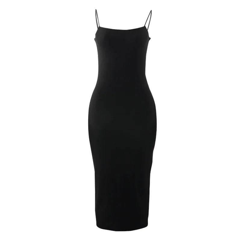 Summer Black Sexy Dress Women Streetwear Sleeveless Backless Solid