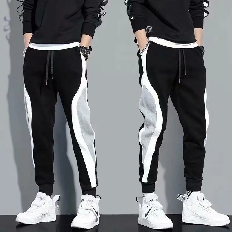 2024 Spring Autumn Men's Wide Loose Casual Pants Mens Patchwork Sports