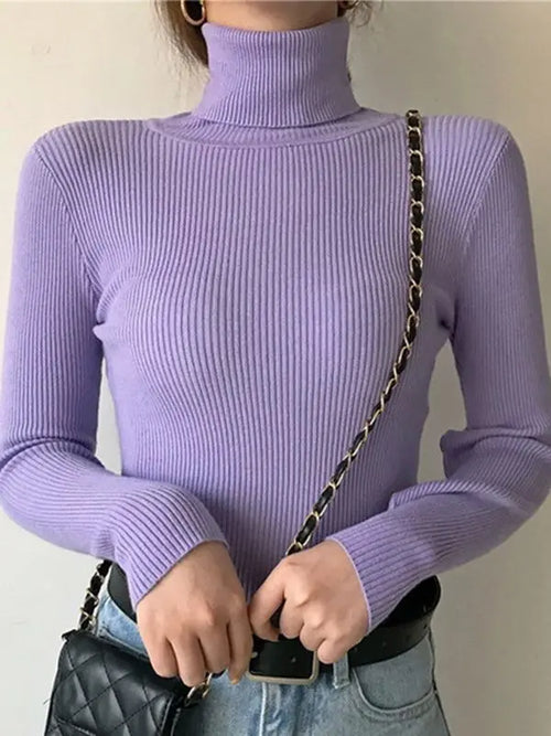 Women Fall Turtleneck Sweater Knitted Soft Pullovers Cashmere Jumpers