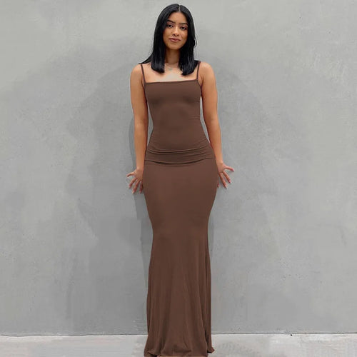 Satin Slip Sleeveless Backless Maxi Dress Women 2023 Y2K Summer