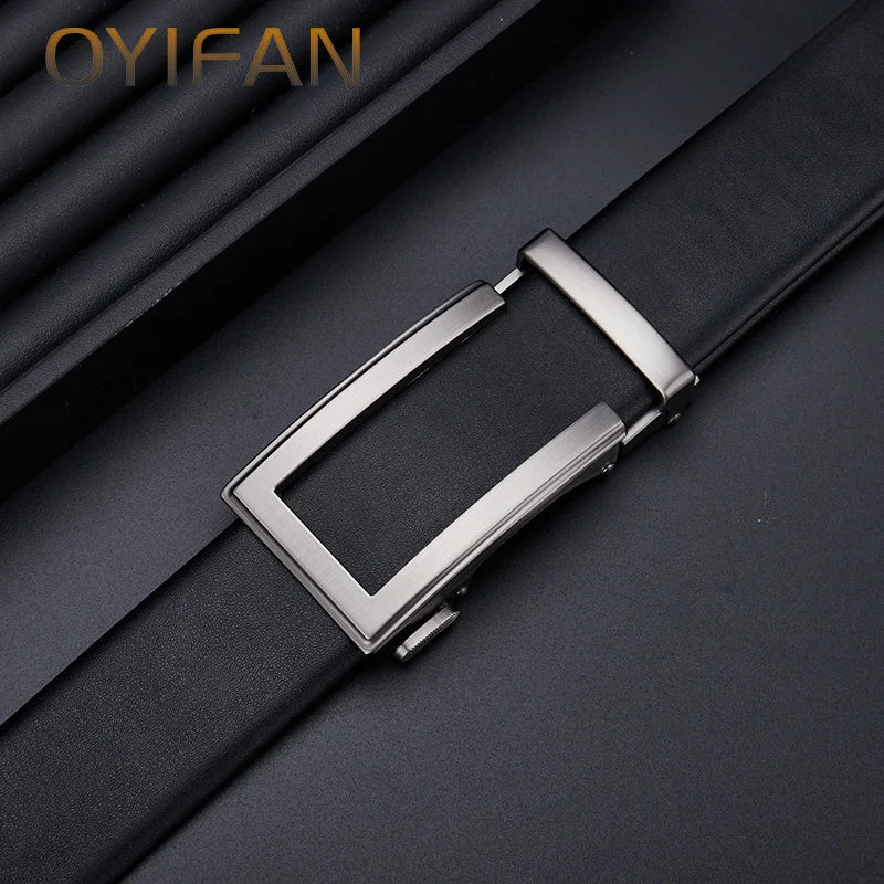 OYIFAN fashion men genuine leather belt automatic buckle adjustable