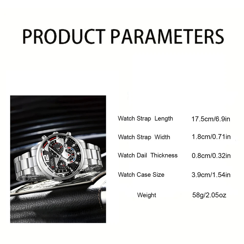 New Hot Watches Fashion Men Stainless Steel Watch Luxury Calendar