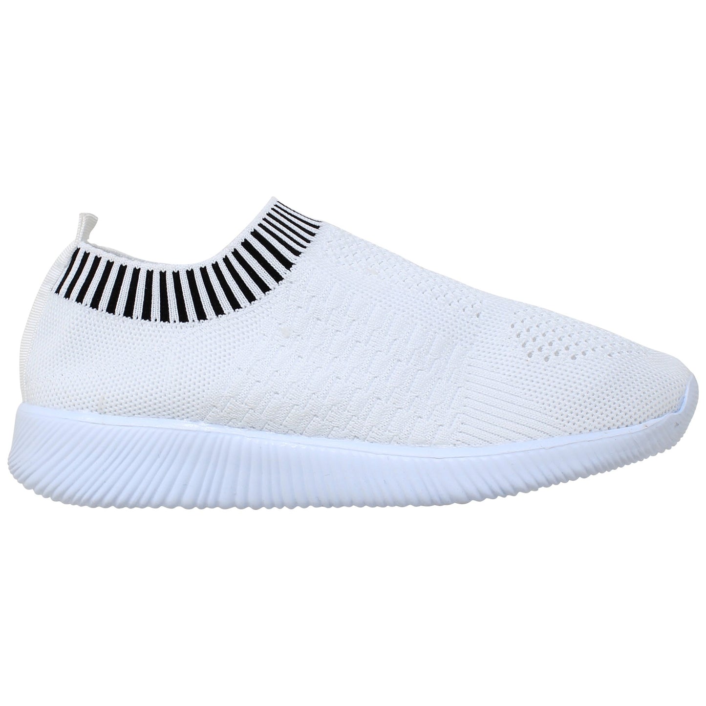 SOBEYO Women's Sneakers Running Shoes Striped Cuff White