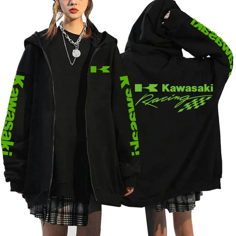 Kawasaki motorcycle Logo Men Zipper Hoodie 2024 Spring Autumn Y2K