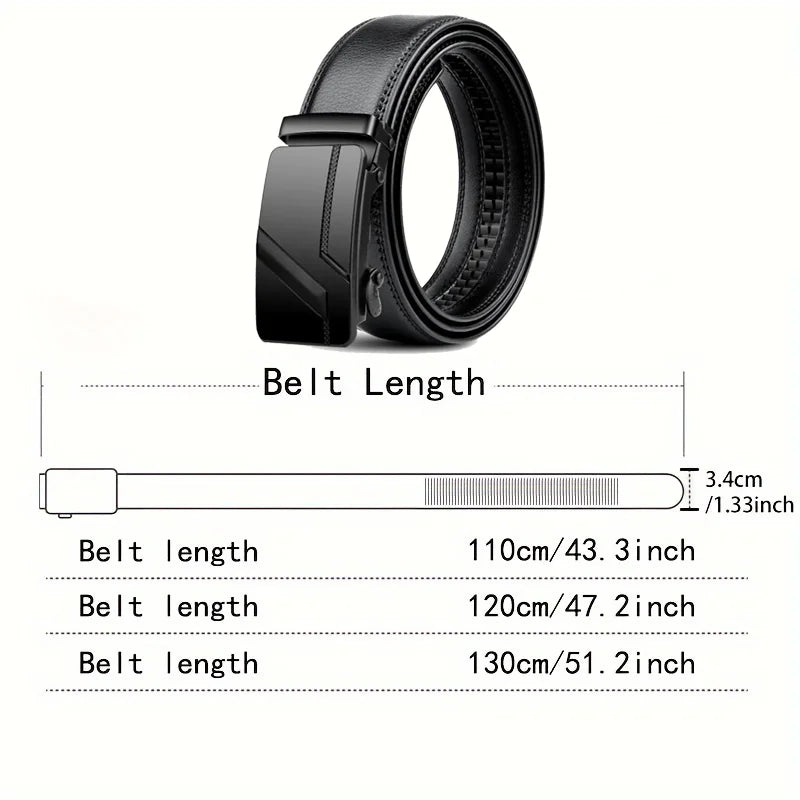 Men's High-Quality Belt 110cm 120cm 130cm Luxury Belt, Black Men's