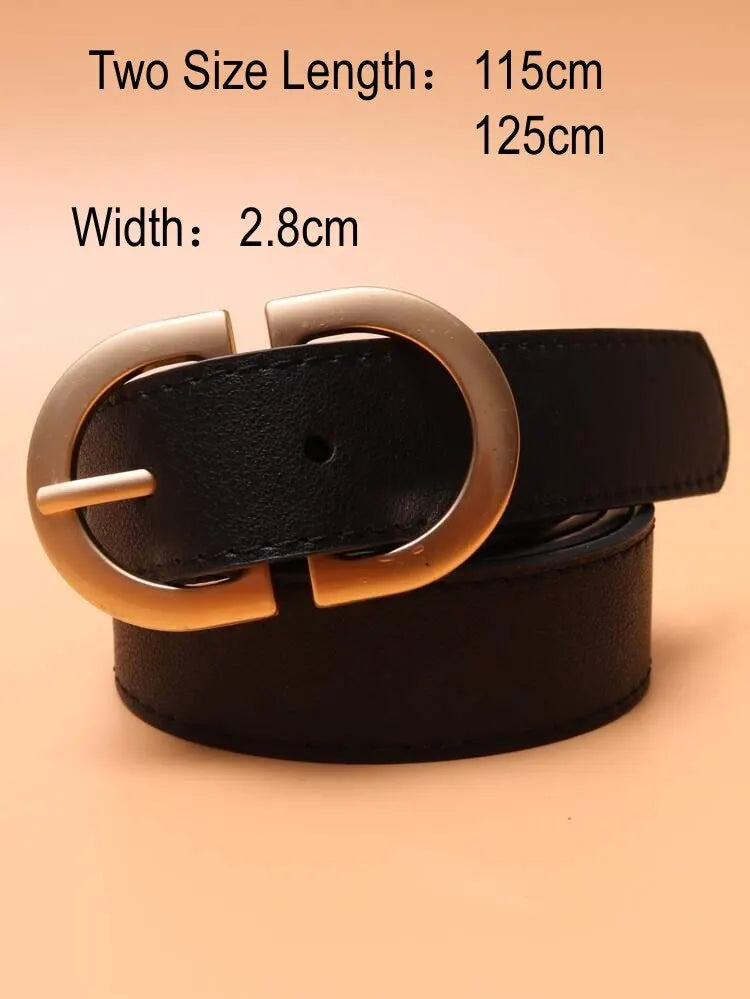 Women Leather Belt for Jeans Pants Dress Waist Belt with Gold Buckle