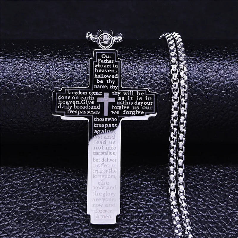 ZAKOL Trendy Cross Crucifix Bible Stainless Steel Necklaces For Women