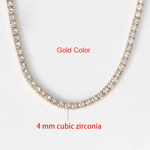 Simple Iced Out Tennis CZ Choker Necklace for Women Men Crystal Short