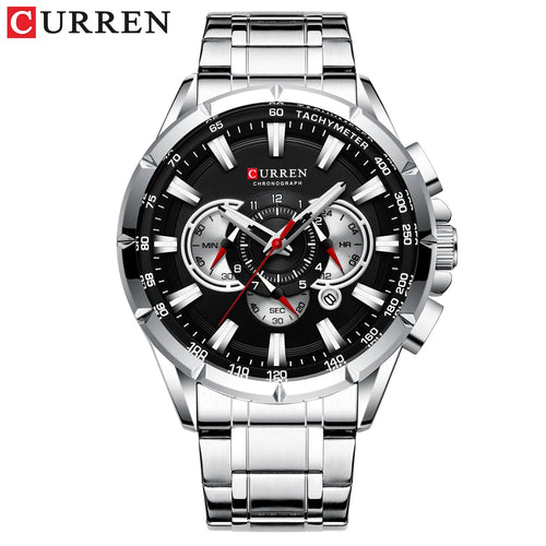 CURREN New Casual Sport Chronograph Men's Watches Stainless Steel Band