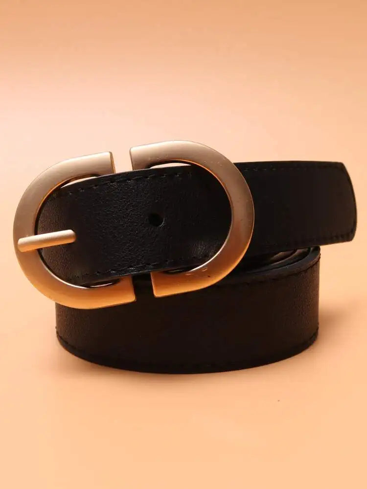 Women Leather Belt for Jeans Pants Dress Waist Belt with Gold Buckle