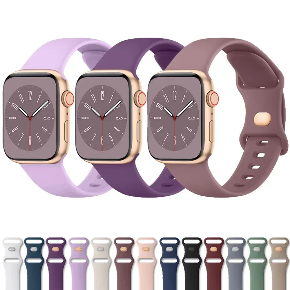 Soft Silicone Band for Apple Watch 9 8 7 6 5 4 3SE Strap Bracelet for