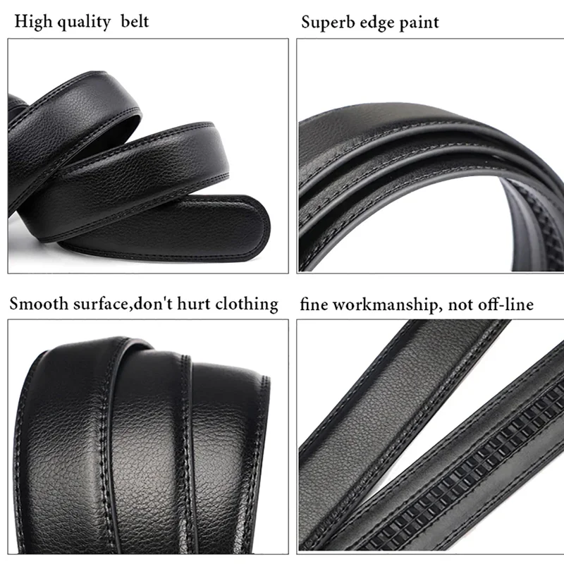 Men's High-Quality Belt 110cm 120cm 130cm Luxury Belt, Black Men's