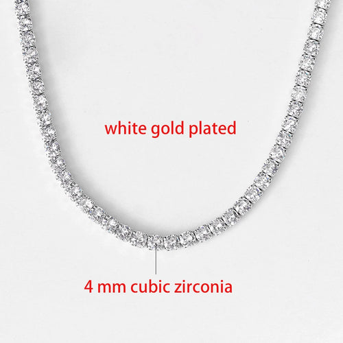 Simple Iced Out Tennis CZ Choker Necklace for Women Men Crystal Short