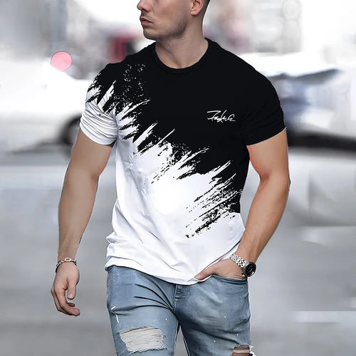 Summer Men's T Shirt Casual Round Neck Loose Tops Fashion Color