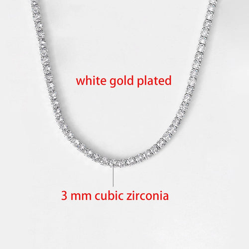 Simple Iced Out Tennis CZ Choker Necklace for Women Men Crystal Short