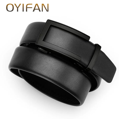 OYIFAN fashion men genuine leather belt automatic buckle adjustable