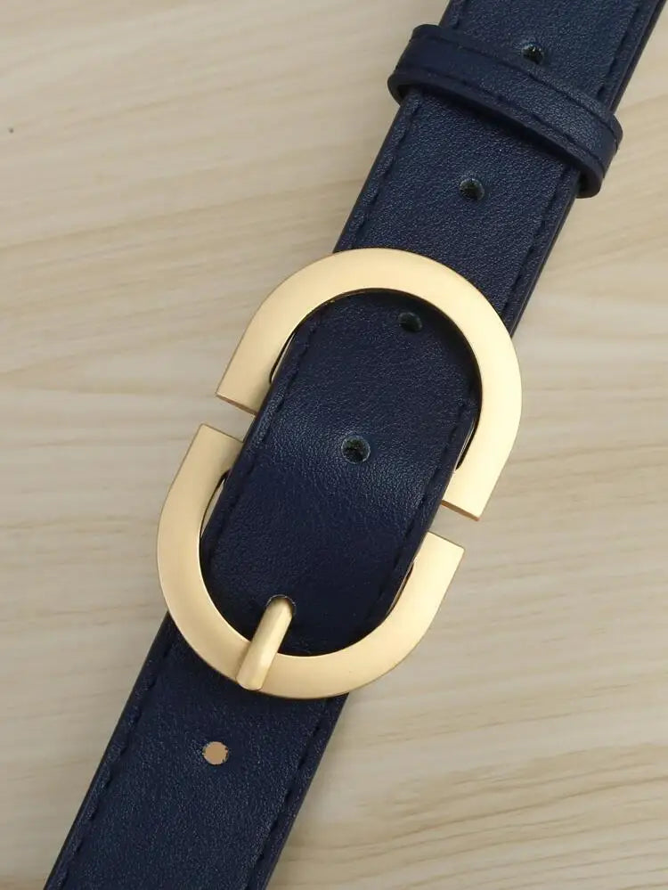 Women Leather Belt for Jeans Pants Dress Waist Belt with Gold Buckle