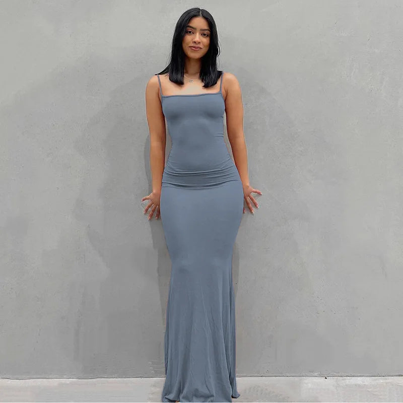 Satin Slip Sleeveless Backless Maxi Dress Women 2023 Y2K Summer