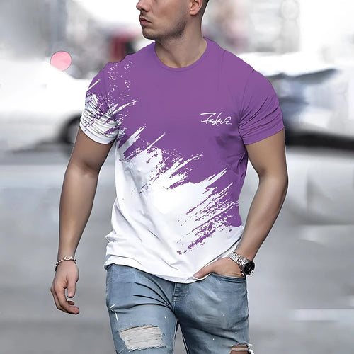 Summer Men's T Shirt Casual Round Neck Loose Tops Fashion Color