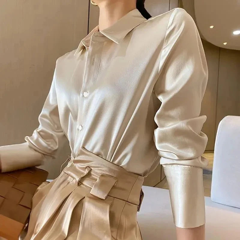 Summer Trend Fashion Women's Casual Elegant Satin Long Sleeved