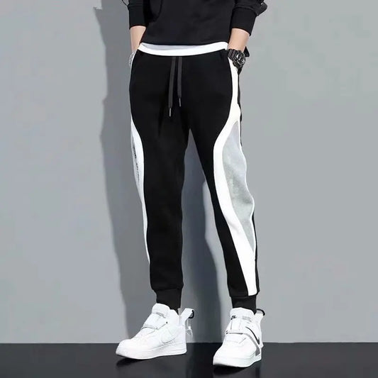 2024 Spring Autumn Men's Wide Loose Casual Pants Mens Patchwork Sports