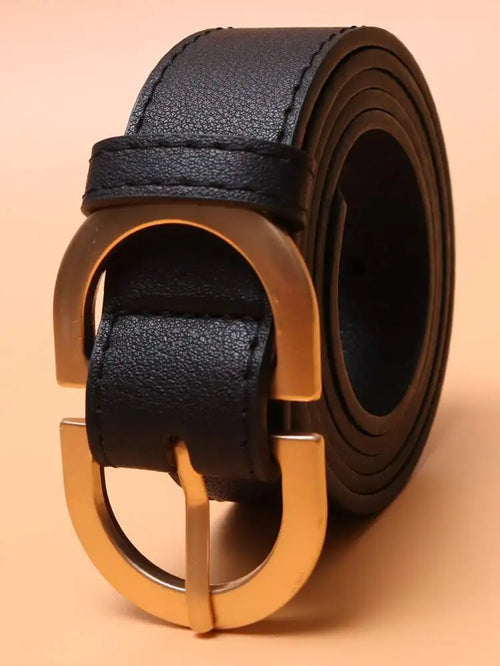 Women Leather Belt for Jeans Pants Dress Waist Belt with Gold Buckle