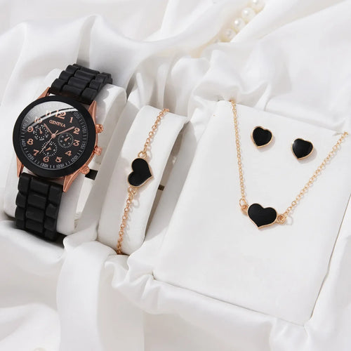 2PCS Set Luxury Watch Women Rhinestone Fashion Quartz Wristwatch