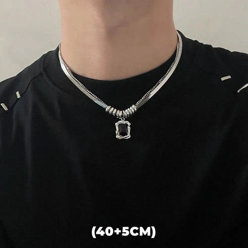 Hip Hop Zircon Star Double Layer Necklace For Men Women Trend Charm