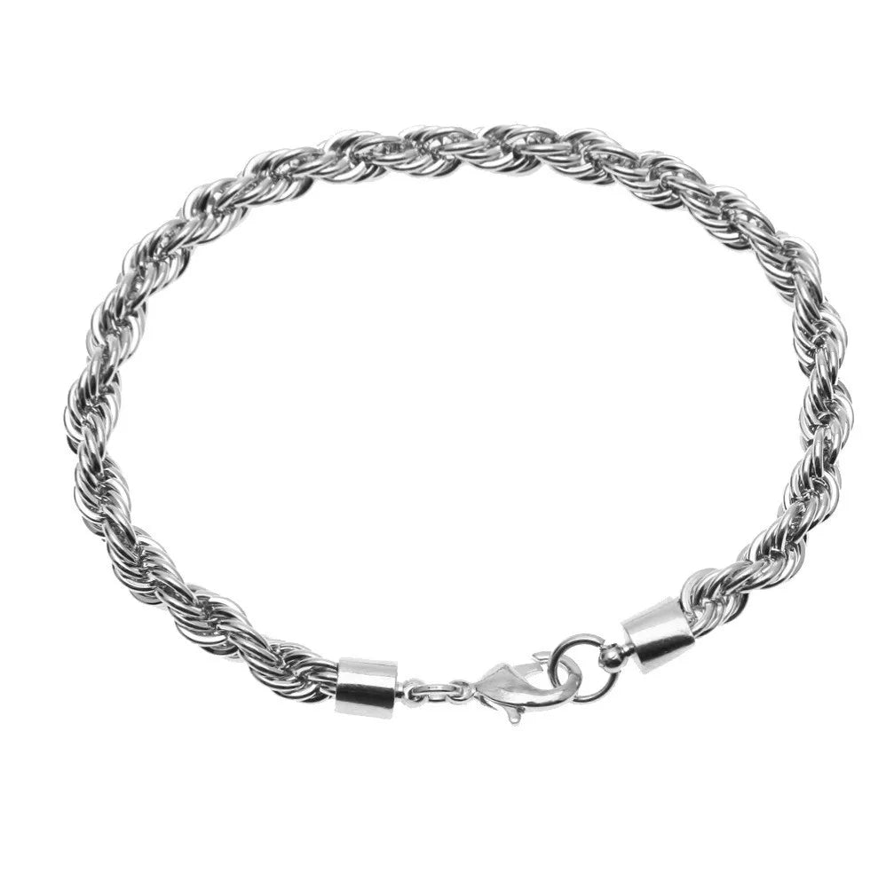 Hot Silver Plated Twisted Rope Bracelet Jewelry For Women And Men