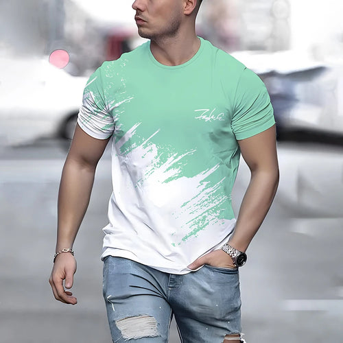 Summer Men's T Shirt Casual Round Neck Loose Tops Fashion Color