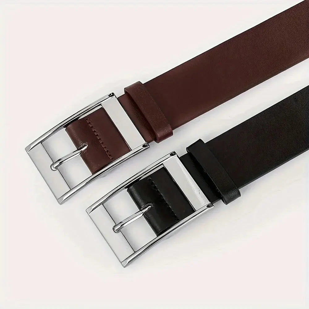 New Luxury Belt for Men PU Leather Belt Metal Pin Buckle High Quality