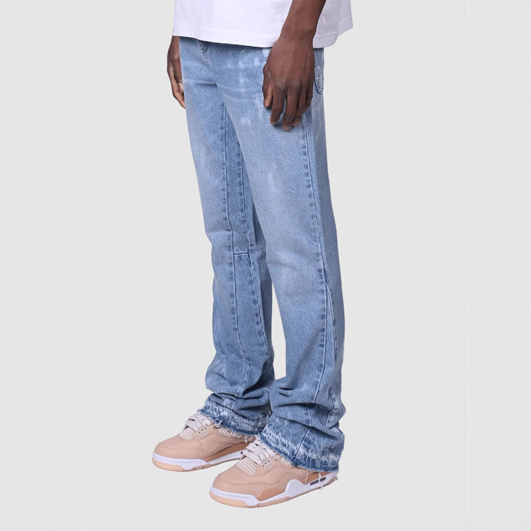 Men's Fashion Stretch Embroidery Straight-leg Denim Straight-leg Pants