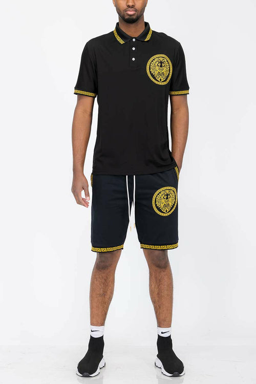 Lion Head Polo Short Set