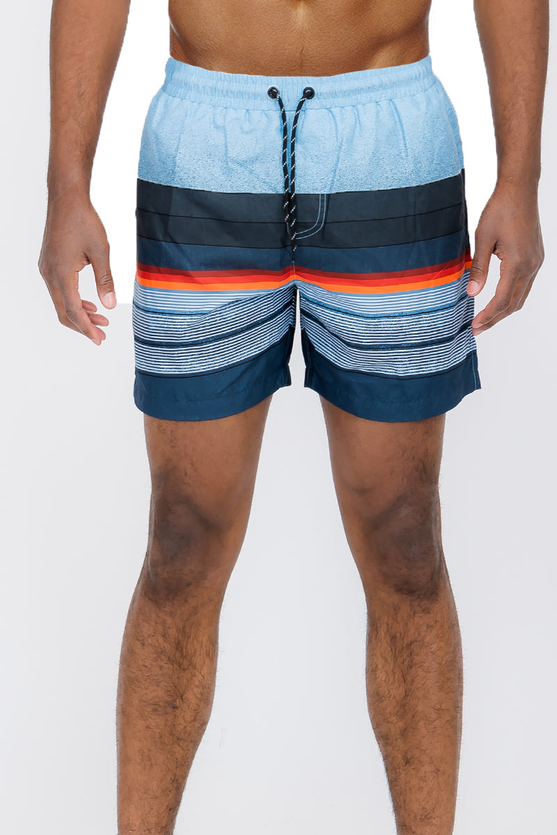 Striped Print Swim Shorts