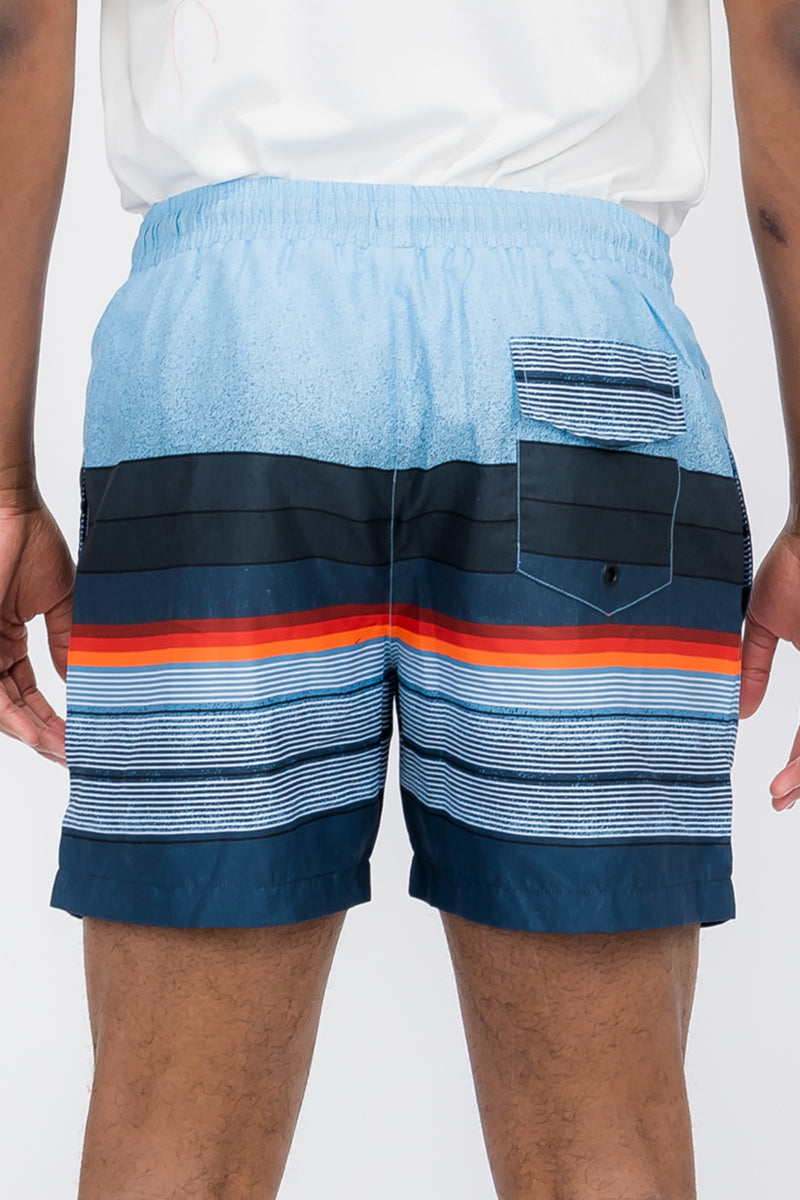 Striped Print Swim Shorts