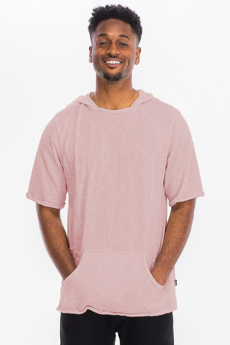 TERRY SHORT SLEEVE HOODED SHIRT