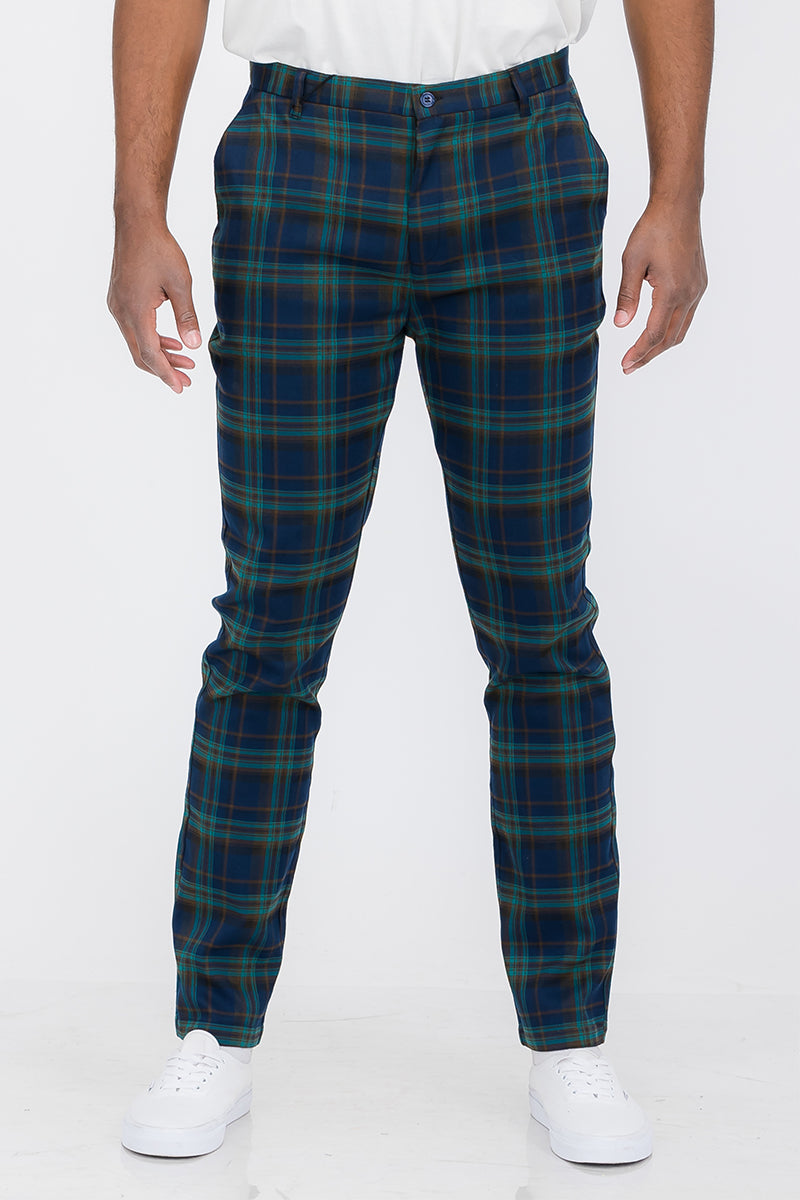 Plaid Slim Fit Trouser Pants