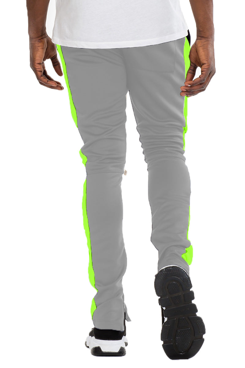 CLASS SLIM  FIT TRACK PANTS- GREY/ LIME