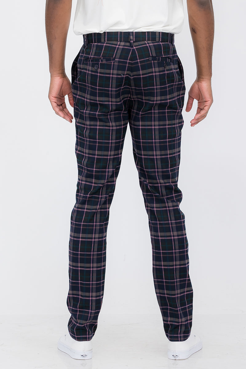 Plaid Slim Fit Trouser Pants